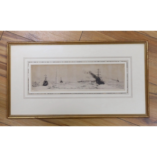 635 - William Lionel Wyllie (1851-1931), drypoint etching, 'Torpedo boats hunting for U-boats (Battle of J... 