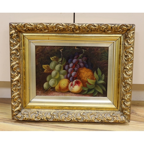 639 - English School c.1900, oil on canvas, Still life of fruit, monogrammed, 24 x 34cm