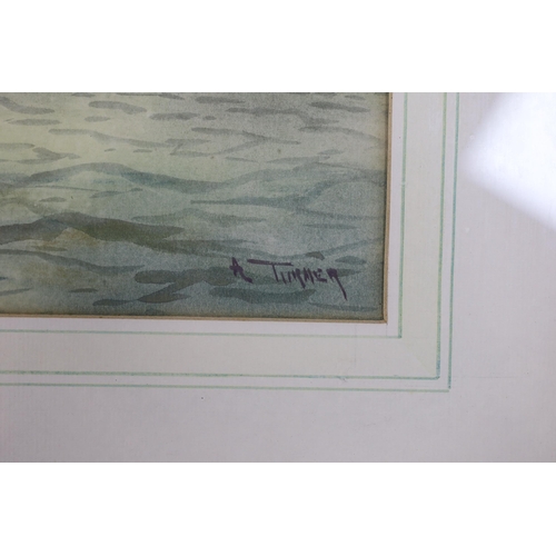 641 - A. Turner, pair of watercolours, 'Break of Day' and 'Mount Orgueil, Jersey', signed, 25 x 59cm... 