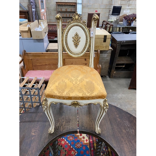 66 - An Italian gilt and cream painted side chair