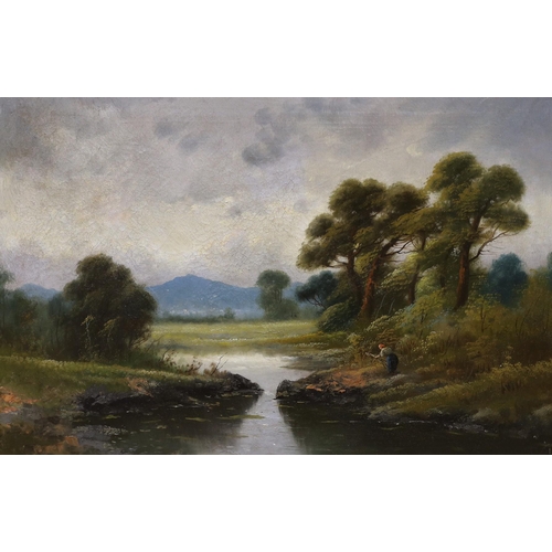 664 - English School c.1900, pair of oils on canvas, River landscapes, 50 x 76cm