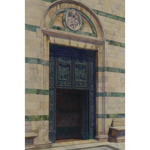 674 - Ceri Shields (b.1964) - watercolour, South Doors, Siena Cathedral, initialled and dated93, 18 x 13c... 