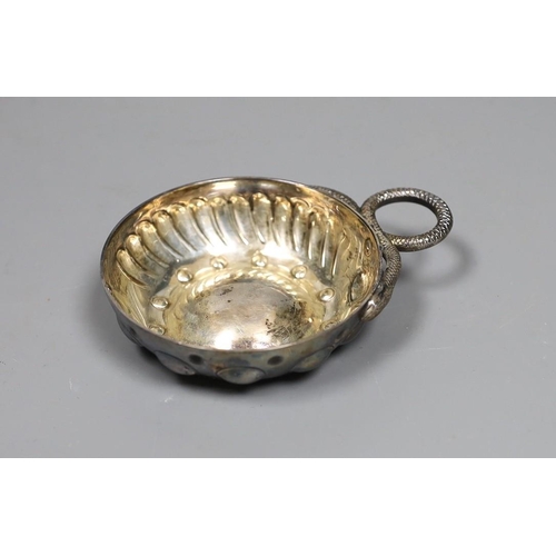 820 - An early 20th century French white metal taste vin, 19cm.