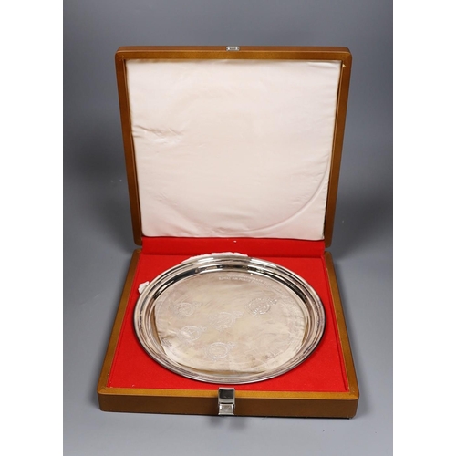 825 - A cased modern silver '40th Anniversary of The Battle of Britain'  commemorative salver, Sheffield, ... 