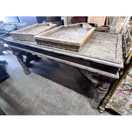 84 - An Indonesian bleached hardwood serving table, length 180cm, depth 96cm, height 87cm