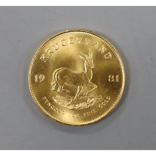 877 - A 1981 gold krugerrand.