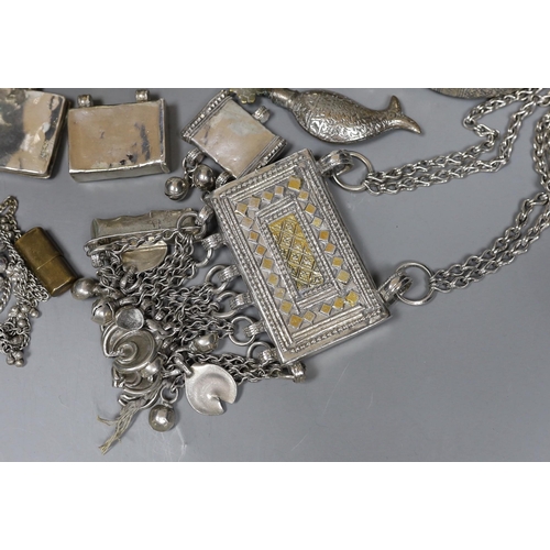 917 - A small group of Middle Eastern mainly white metal jewellery, including bangles, bracelets and an Om... 