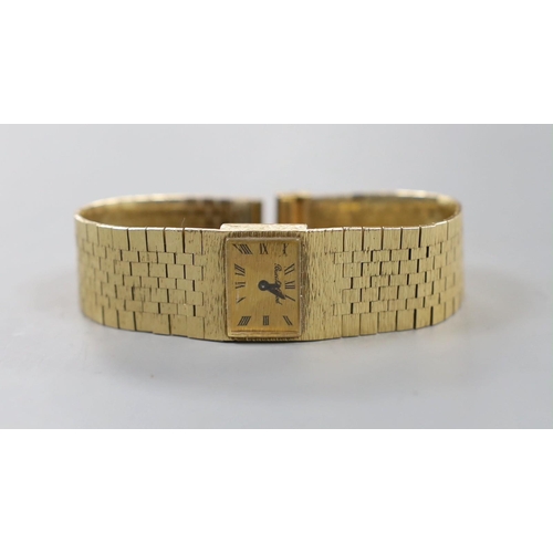 931 - A lady's 1970's? 9ct gold Bueche Girod manual wind bracelet watch, 17cm, gross 42.7 grams.