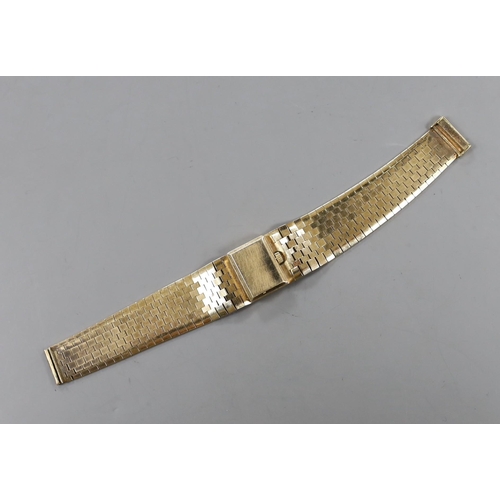 931 - A lady's 1970's? 9ct gold Bueche Girod manual wind bracelet watch, 17cm, gross 42.7 grams.