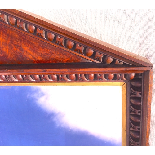 157 - A George IV oak and pollard oak arched overmantel mirror with gilt slip, width 96cm, height 136cm... 