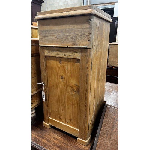 1007 - A Victorian pine bedside commode cabinet, width 36cm depth 35cm height 76cm