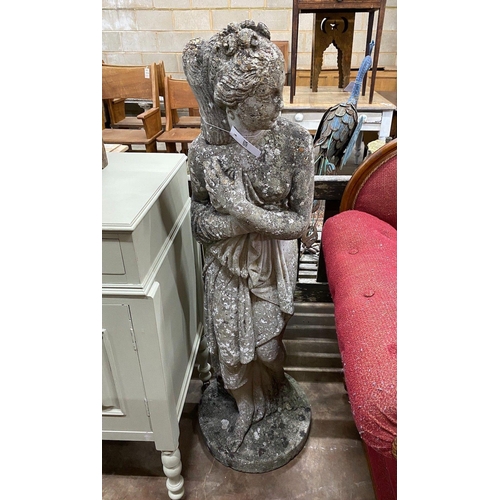 1034 - A reconstituted stone garden statue, height 118cm