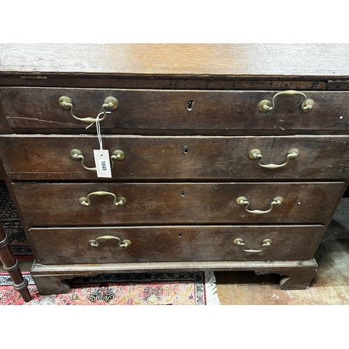 1052 - A George III oak bureau, width 91cm depth 50cm height 102cm