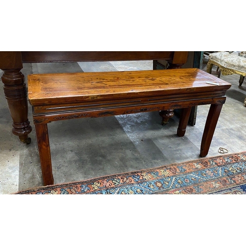 1059 - A Chinese elm bench seat, width 111cm