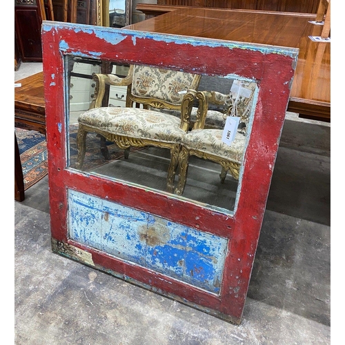 1061 - An Indian painted hardwood wall mirror, width 75cm height 86cm