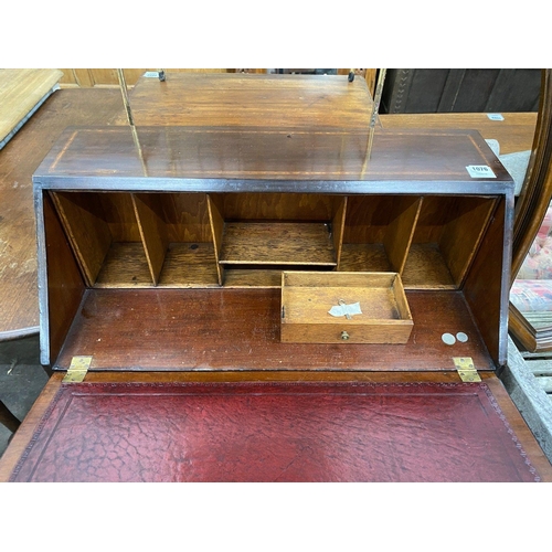 1076 - An Edwardian inlaid mahogany bureau, width 76cm