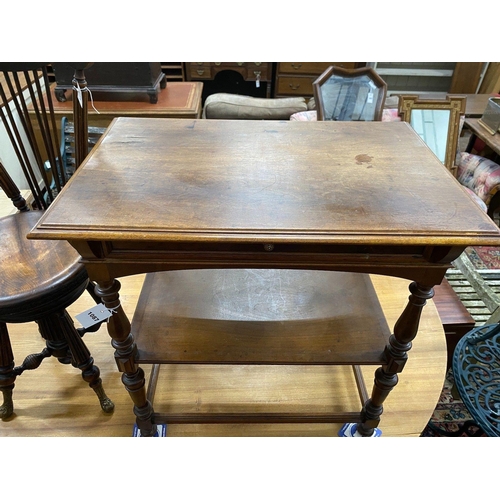 1087 - A French walnut two tier side table, 75cm