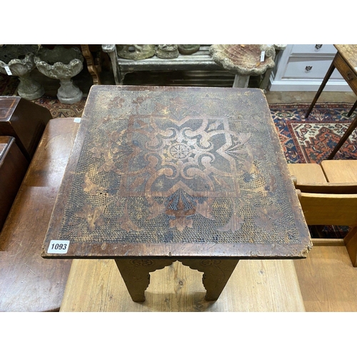 1093 - An Edwardian pokerwork occasional table, width 45cm