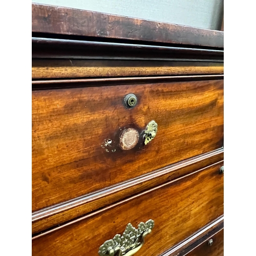 1008 - An early Victorian mahogany secretaire chest, fitted two short and four long drawers including a lat... 