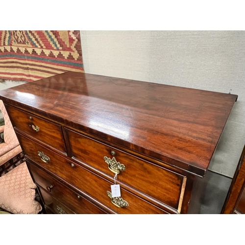 1008 - An early Victorian mahogany secretaire chest, fitted two short and four long drawers including a lat... 