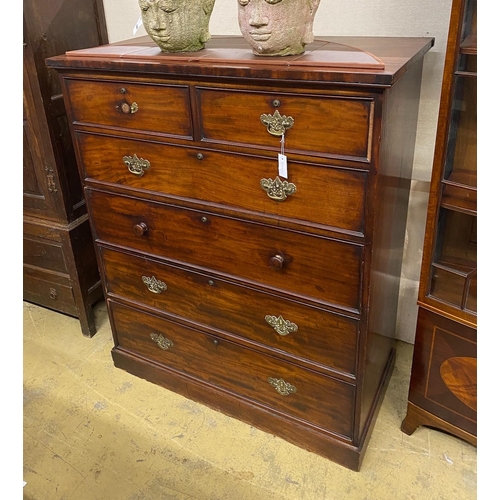 1008 - An early Victorian mahogany secretaire chest, fitted two short and four long drawers including a lat... 