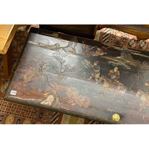 1038 - A Chinese painted coffer, width 130cm, depth 51cm, height 54cm