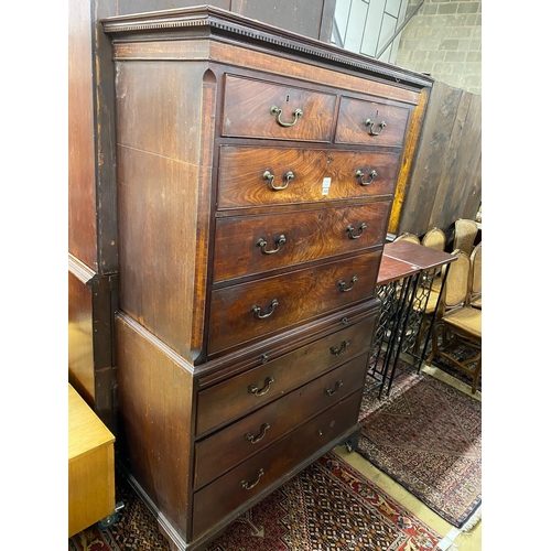 1040 - A George III mahogany chest on chest, width 110cm, depth 54cm, height 185cm