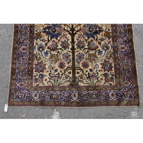 1048 - A Persian tree of life silk rug, 206 x 128cm