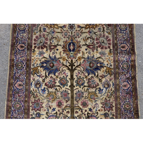 1048 - A Persian tree of life silk rug, 206 x 128cm