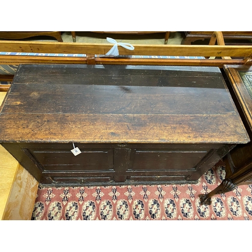 1058 - An 18th century pine mule chest, width 120cm, depth 52cm, height 76cm