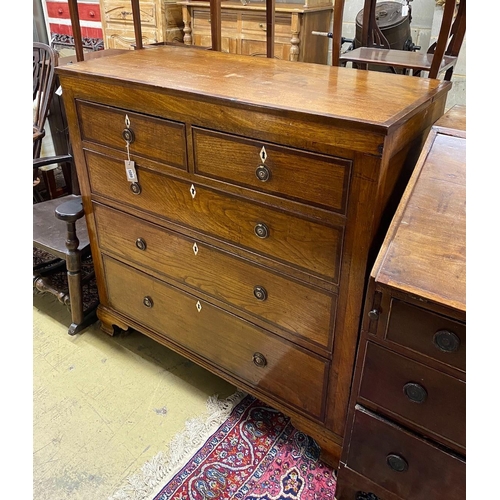 1089 - A George IV mahogany banded provincial oak chest, width 109cm, depth 47cm, height 108cm