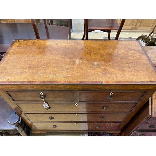 1089 - A George IV mahogany banded provincial oak chest, width 109cm, depth 47cm, height 108cm