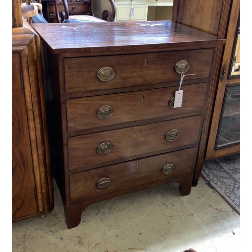 1098 - A small 19th century and later four drawer mahogany chest (converted), width 64cm, depth 41cm, heigh... 