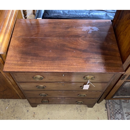 1098 - A small 19th century and later four drawer mahogany chest (converted), width 64cm, depth 41cm, heigh... 