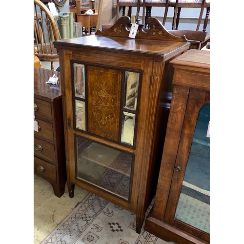 1099 - A Victorian inlaid rosewood music cabinet, width 56cm, depth 38cm, height 110cm