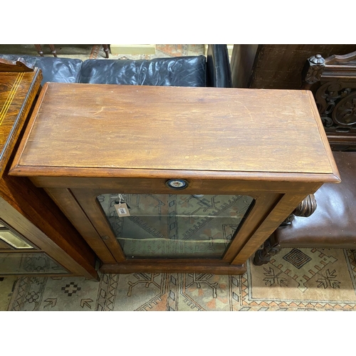 1100 - A Victorian inlaid walnut pier cabinet, width 74cm, depth 29cm, height 99cm