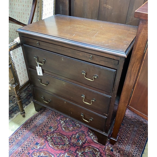 1107 - A small George III style mahogany chest three long drawers, with brushing slide, width 68cm, depth 4... 