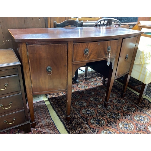 1110 - A George III style mahogany bowfront sideboard, length 138cm, depth 61cm, height 92cm