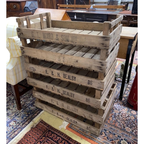 1111 - Six vintage vegetable crates, 76 x 45cm