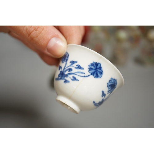 1457 - A collection of 20th century Chinese export reverse painted snuff bottles with associated blue and w... 