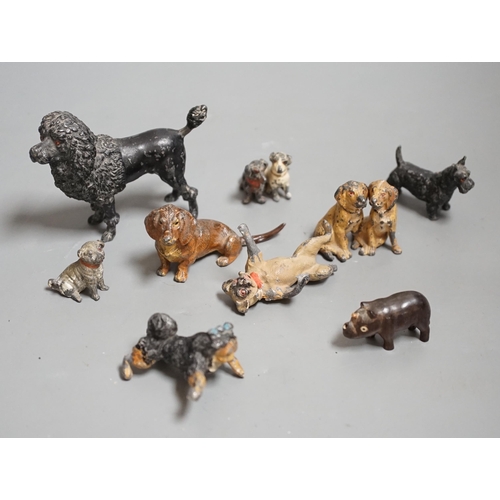 1469 - A small collection painted cast metal figures, dogs, to include dancing dogs, (group)