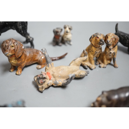 1469 - A small collection painted cast metal figures, dogs, to include dancing dogs, (group)