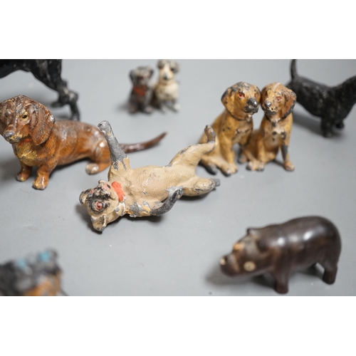 1469 - A small collection painted cast metal figures, dogs, to include dancing dogs, (group)