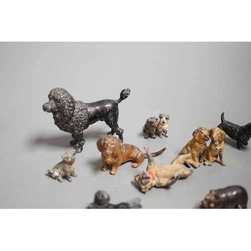 1469 - A small collection painted cast metal figures, dogs, to include dancing dogs, (group)