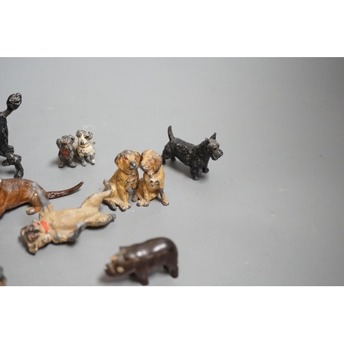 1469 - A small collection painted cast metal figures, dogs, to include dancing dogs, (group)