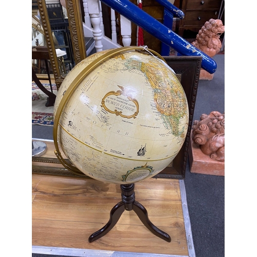 170 - A Replogle 16inch terrestrial globe on tripod stand height 97cm.