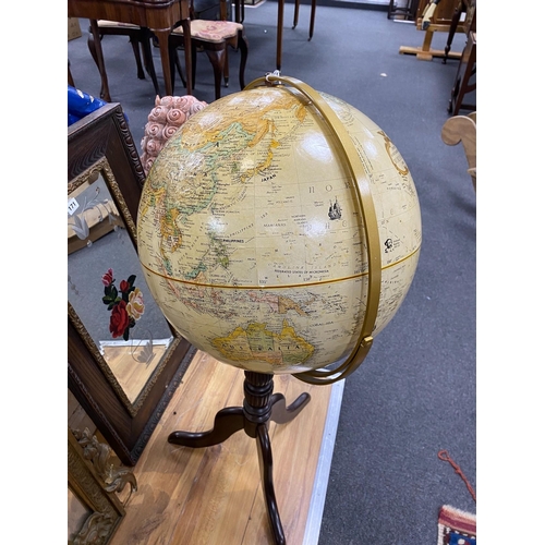 170 - A Replogle 16inch terrestrial globe on tripod stand height 97cm.