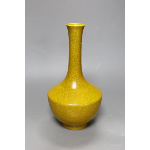 257 - A Chinese yellow crackle glaze bottle vase, 26cm