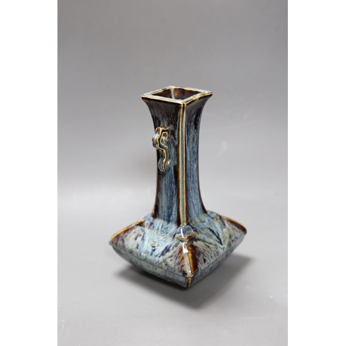 266 - A 19th century Chinese Shiwan square vase, 23cm