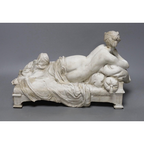 274 - A 19th century French biscuit porcelain reclining figure, perhaps Pauline, 41cm long